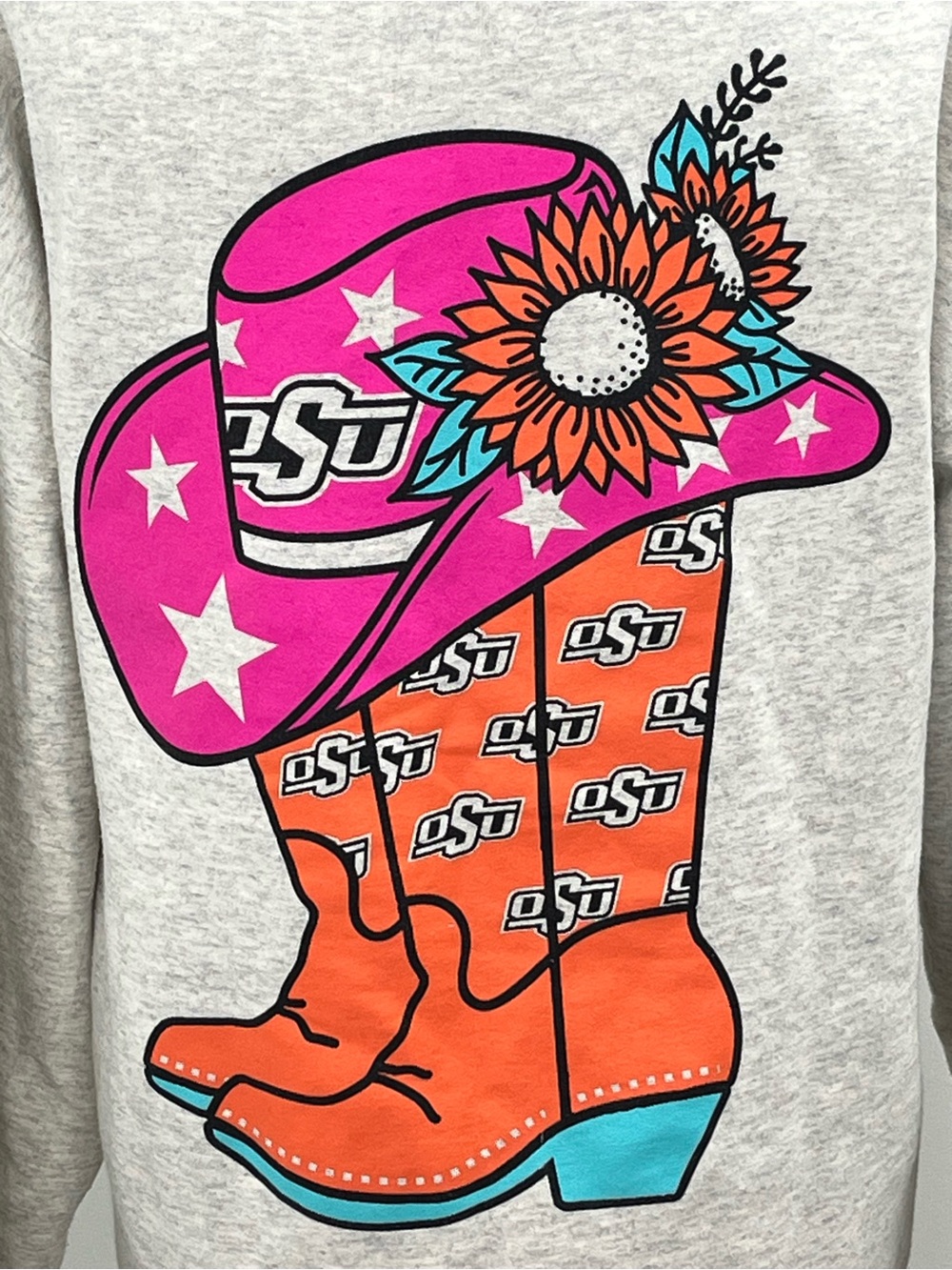 Oklahoma State OSU Cowboy Boot Sunflower Western Women’s Sweatshirt Medium - Picture 5 of 9